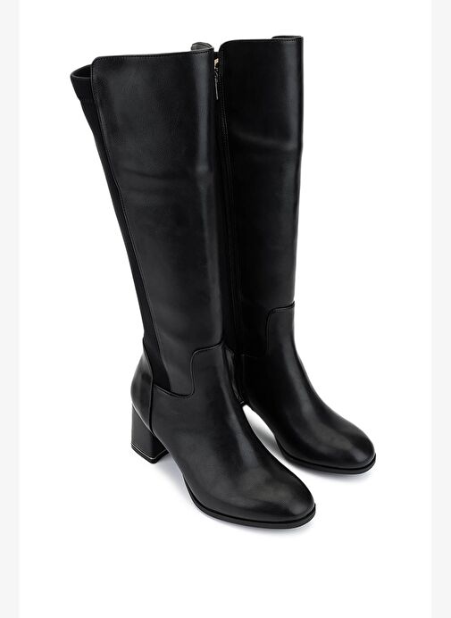 Tamer Tanca Kadın Suni Deri Siyah Topuklu Çizme - Görsel 3