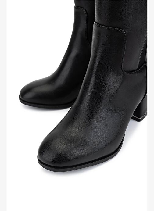 Tamer Tanca Kadın Suni Deri Siyah Topuklu Çizme - Görsel 4