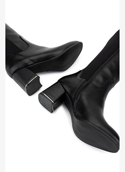 Tamer Tanca Kadın Suni Deri Siyah Topuklu Çizme - Görsel 5