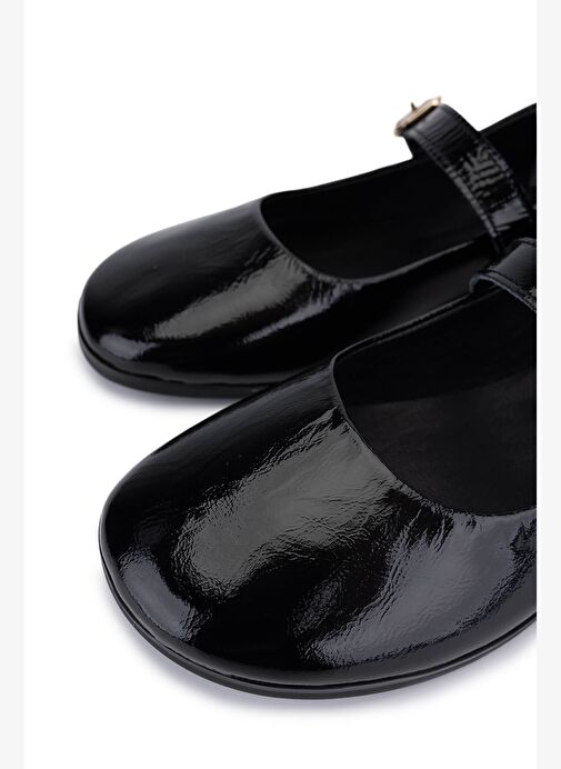 Tamer Tanca Kadın Hakiki Deri Siyah Rugan Casual Ayakkabı - Görsel 4