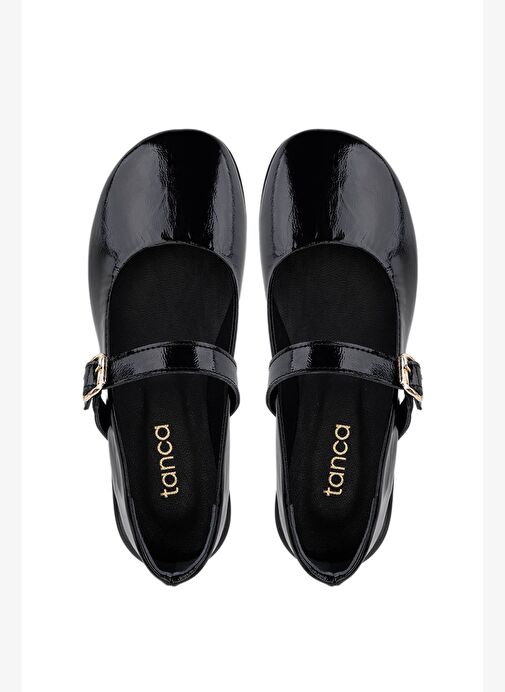 Tamer Tanca Kadın Hakiki Deri Siyah Rugan Casual Ayakkabı - Görsel 6