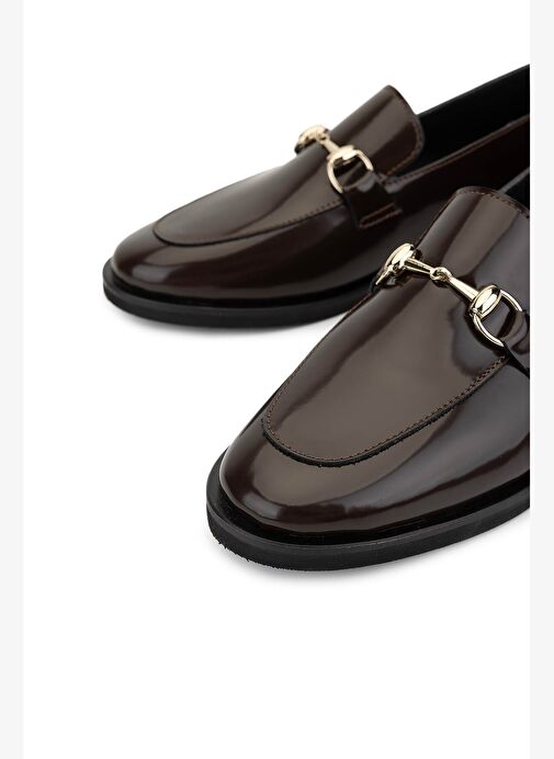 Tamer Tanca Kadın Hakiki Deri Kahverengi Loafer Ayakkabı - Görsel 4