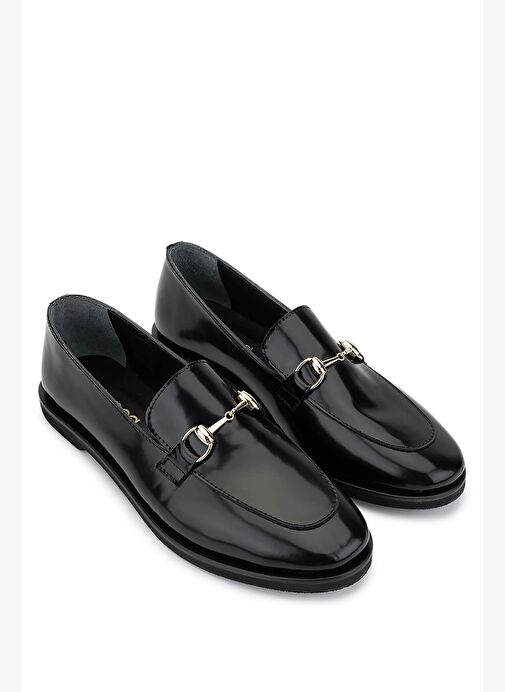 Tamer Tanca Kadın Hakiki Deri Siyah Açma Loafer Ayakkabı - Görsel 3