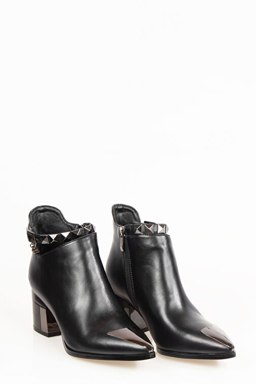 Marlo Fermuarlı Topuklu Kadın Bot Siyah - Görsel 5