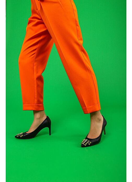 Vidya Gerçek Deri Kadın Topuklu Ayakkabı Siyah - Görsel 2