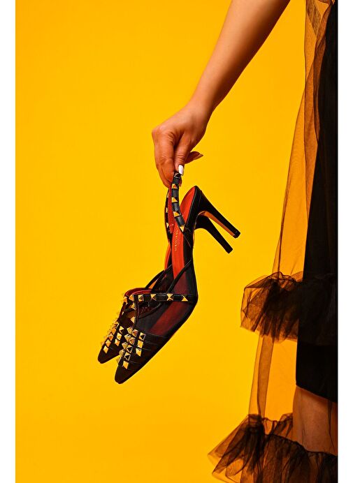 Vonda Gerçek Deri Kadın Topuklu Sandalet Siyah - Görsel 7