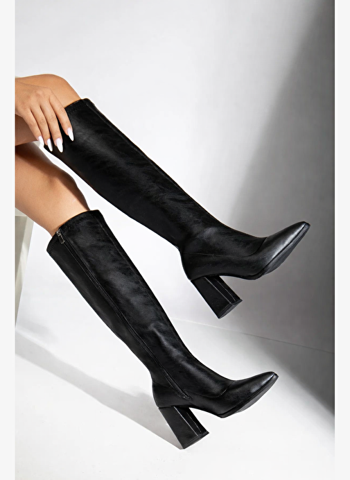 Gilla's Queen Gilla's Queen Kadın Siyah Tarz Diz Altı Sivri Burun Topuklu Çizme Bot | Boyner Siyah - 6. görsel