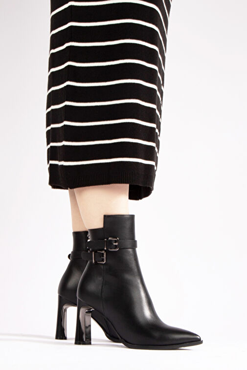 Nemesis Fermuarlı Topuklu Kadın Bot Siyah - Görsel 2