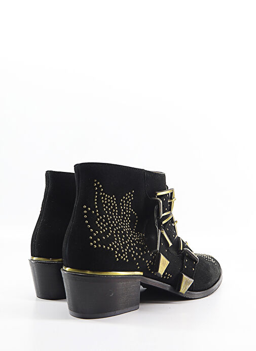 Susanna Gerçek Deri Topuklu Kadın Bot Siyah Süet - Görsel 4