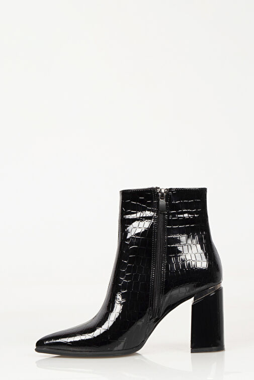 Nemesis Fermuarlı Topuklu Kadın Bot Siyah - Görsel 5