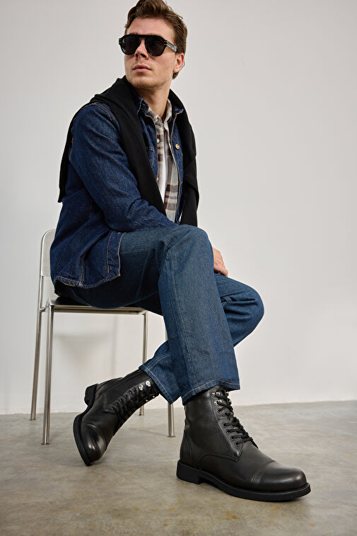 Ziya, Erkek Hakiki Deri Bot 14319Z7019 Siyah - Görsel 6