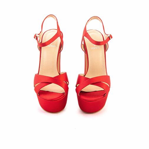 Kemal Tanca Kırmızı Kadın Saten Abiye Ayakkabı 202TCK757 360 - Görsel 4