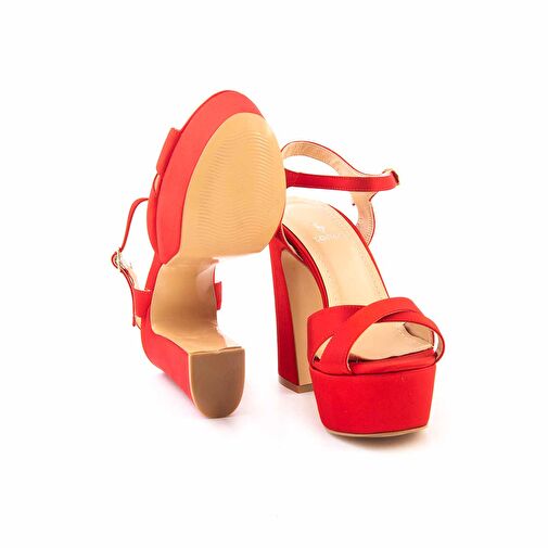 Kemal Tanca Kırmızı Kadın Saten Abiye Ayakkabı 202TCK757 360 - Görsel 6