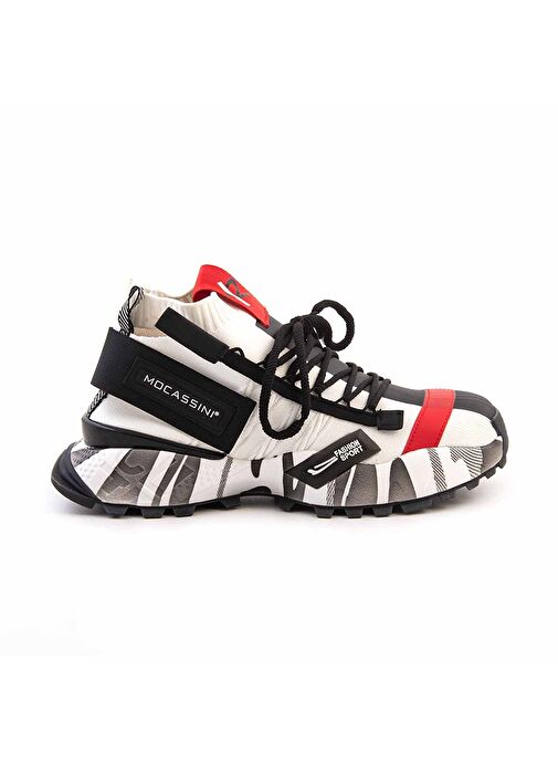 Mocassini Siyah-Beyaz Erkek Deri Sneaker 212MCE792 490 - Görsel 2