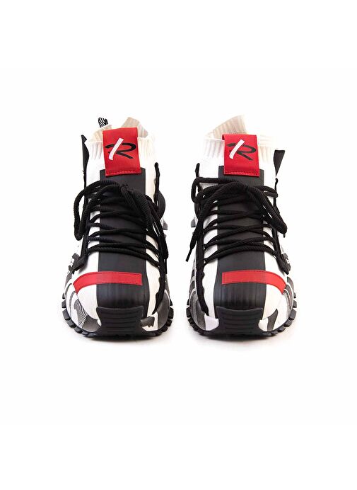 Mocassini Siyah-Beyaz Erkek Deri Sneaker 212MCE792 490 - Görsel 4