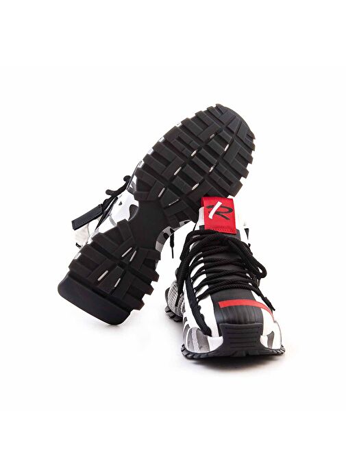 Mocassini Siyah-Beyaz Erkek Deri Sneaker 212MCE792 490 - Görsel 6