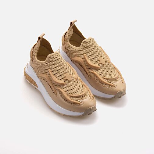 Kemal Tanca Bej Kadın Deri - Kumaş Sneaker 241TCK839 039 - Görsel 4