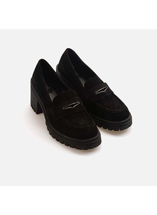 Kemal Tanca Siyah Kadın Süet Loafer 242TCK056 469 - Görsel 4