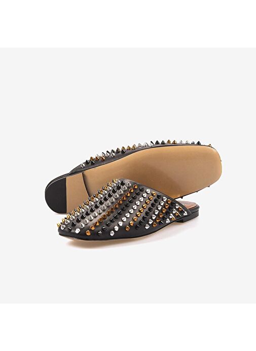 Mocassini Hakiki Deri Kadın Taşlı Terlik 922-42 - Görsel 6