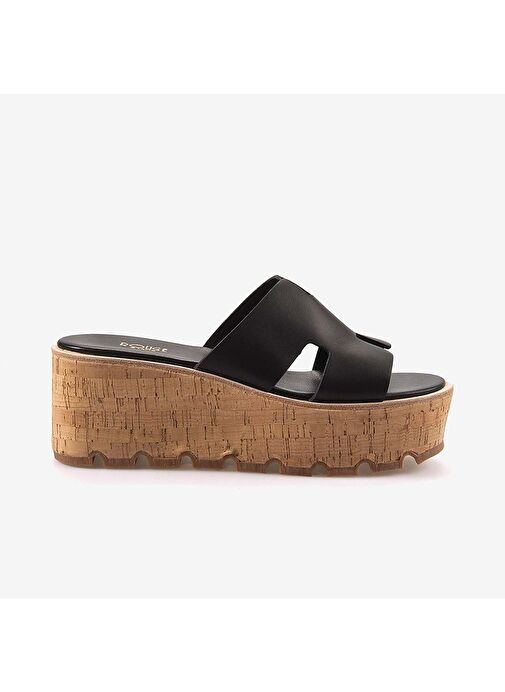 Rouge Hakiki Deri Dolgu Topuk Kadın Terlik 3067 - Görsel 2