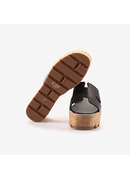 Rouge Hakiki Deri Dolgu Topuk Kadın Terlik 3067 - Görsel 6