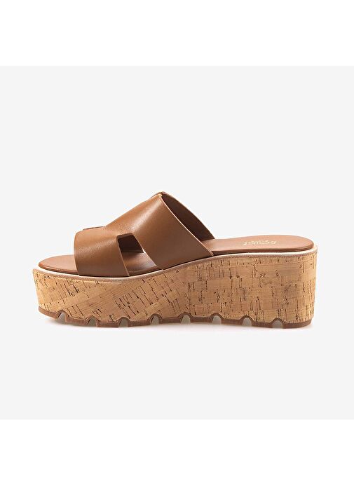 Rouge Hakiki Deri Dolgu Topuk Kadın Terlik 3067 - Görsel 3