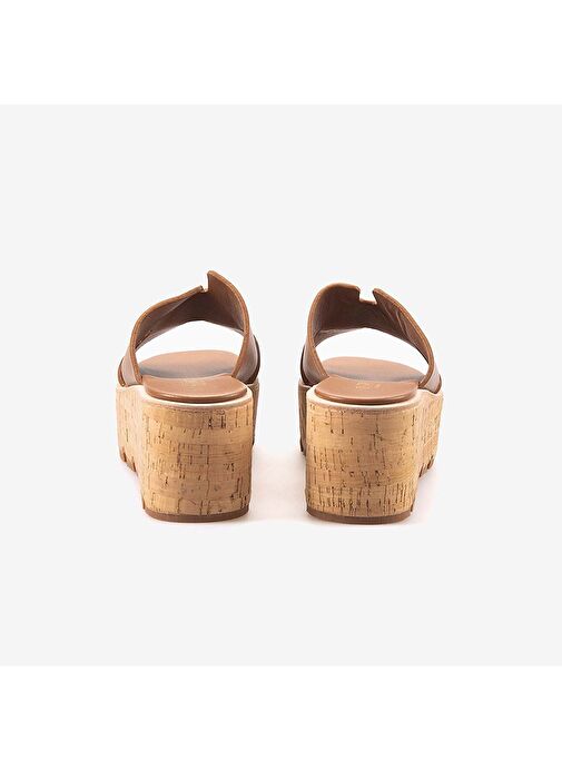 Rouge Hakiki Deri Dolgu Topuk Kadın Terlik 3067 - Görsel 5