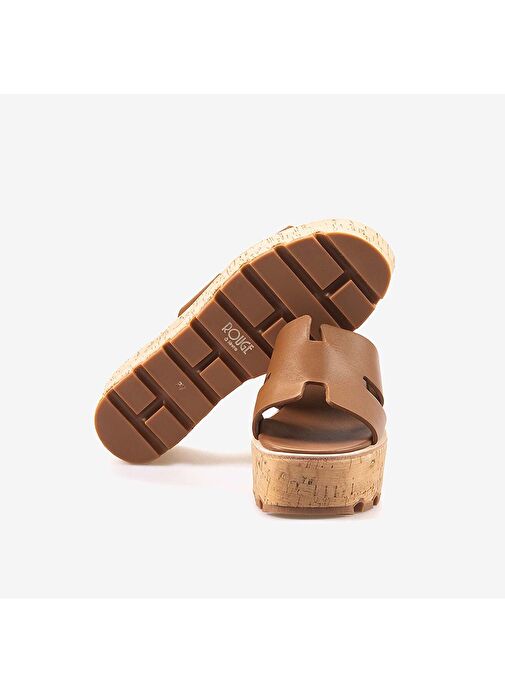 Rouge Hakiki Deri Dolgu Topuk Kadın Terlik 3067 - Görsel 6