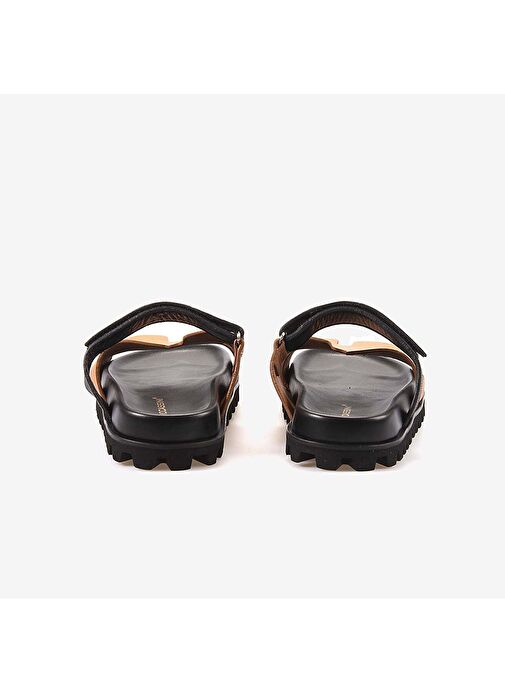 Mocassini Hakiki Deri Taba Siyah Erkek Terlik 3039 - Görsel 5