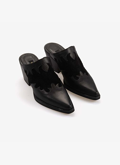 Kemal Tanca Hakiki Deri Topuklu Kadın Terlik 11808 - Görsel 4