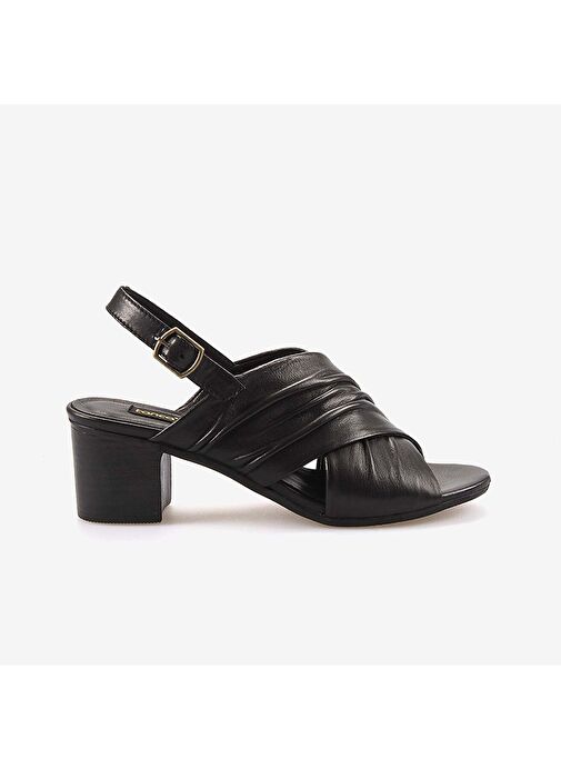 Kemal Tanca Hakiki Deri Eva Taban Topuklu Kadın Sandalet 9012 - Görsel 2