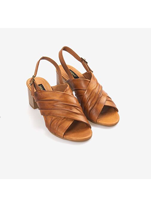 Kemal Tanca Hakiki Deri Eva Taban Topuklu Kadın Sandalet 9012 - Görsel 4