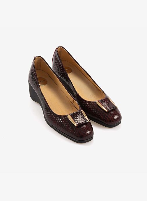 Mocassini Hakiki Deri Rugan Kadın Topuklu Babet 0128 - Görsel 4