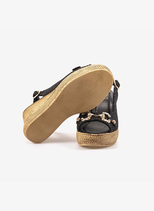 Kemal Tanca Dolgu Topuk Kadın Sandalet 9995 - Görsel 6