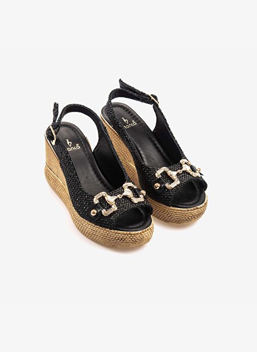 Kemal Tanca Dolgu Topuk Kadın Sandalet 9995 - Görsel 4