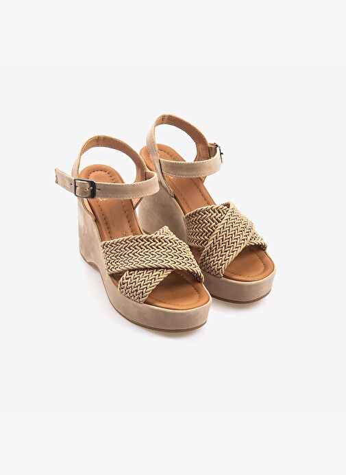 Kemal Tanca Dolgu Topuk Kadın Sandalet 9997 - Görsel 4