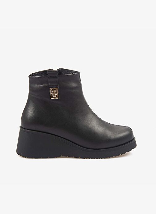 Kemal Tanca Hakiki Deri Kadın Dolgu Topuk Bot 601377 - Görsel 2