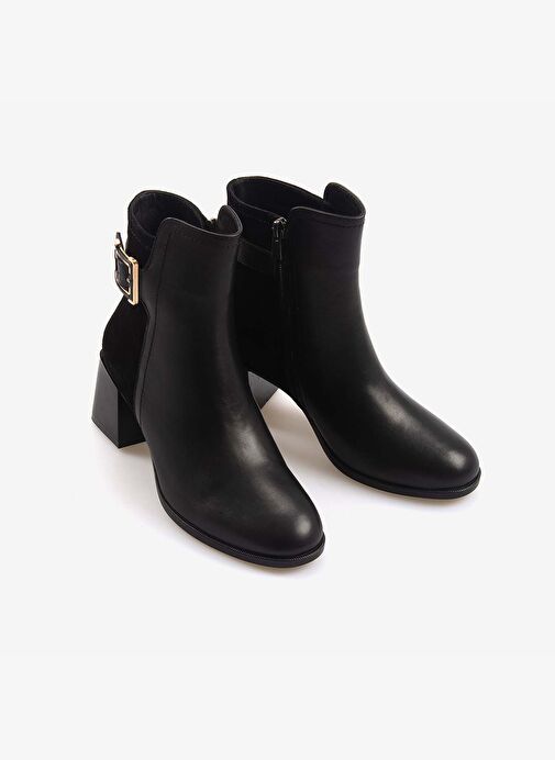 Kemal Tanca Hakiki Deri & Süet Kadın Topuklu Bot 24577 - Görsel 4