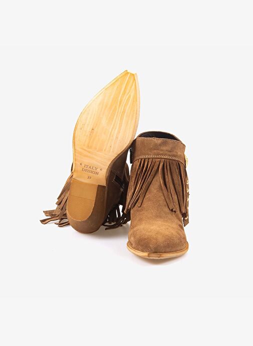 Kemal Tanca Hakiki Deri Süet Kadın Western Bot 26-102760K - Görsel 6