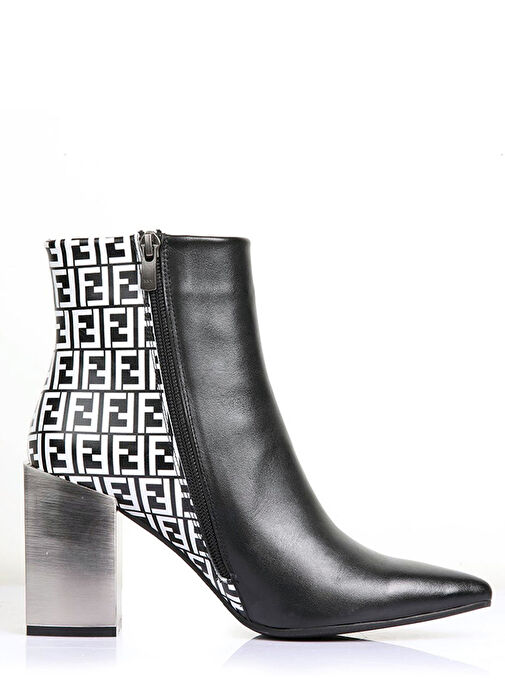 Freda Gerçek Deri Kadın Topuklu Bot Siyah - Görsel 5