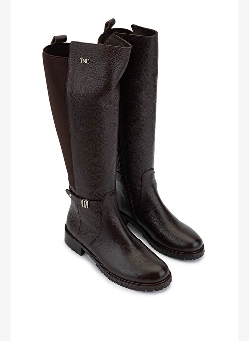 Tamer Tanca Kadın Hakiki Deri Kahverengi Floter Casual Çizme - Görsel 3