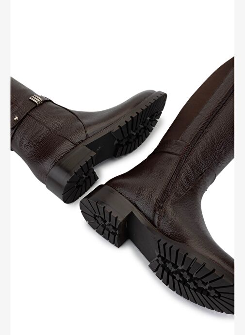 Tamer Tanca Kadın Hakiki Deri Kahverengi Floter Casual Çizme - Görsel 5