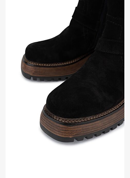 Tamer Tanca Kadın Hakiki Deri Siyah Süet Casual Bot - Görsel 4