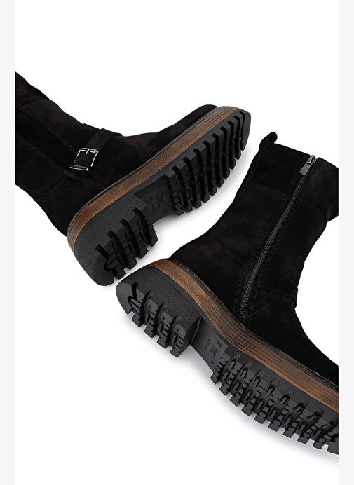 Tamer Tanca Kadın Hakiki Deri Siyah Süet Casual Bot - Görsel 5