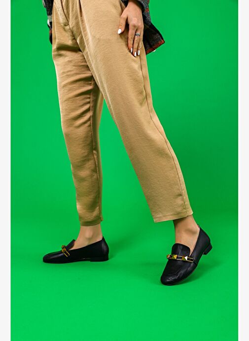 Kalina Gerçek Deri Kadın Loafer Ayakkabı Siyah - Görsel 5