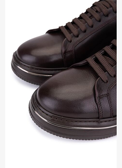 Tamer Tanca Erkek Hakiki Deri Kahverengi Sneakers & Spor Ayakkabı - Görsel 4