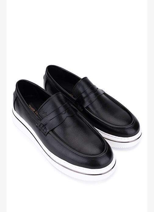 Tamer Tanca Erkek Hakiki Deri Siyah Loafer Ayakkabı - Görsel 3