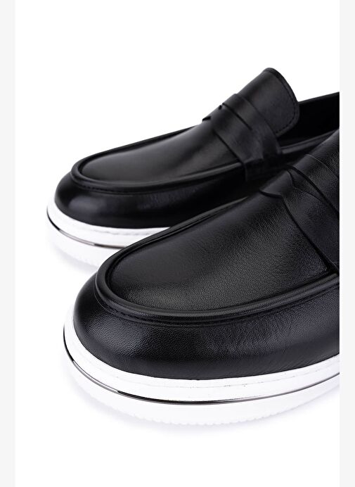 Tamer Tanca Erkek Hakiki Deri Siyah Loafer Ayakkabı - Görsel 4