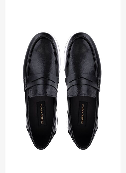 Tamer Tanca Erkek Hakiki Deri Siyah Loafer Ayakkabı - Görsel 6