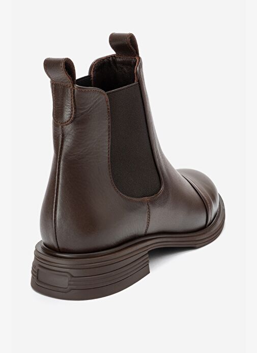 SIDNEY Kahverengi Cilt Hakiki Deri Tokalı Lastikli Kadın Chelsea Bot - Görsel 6